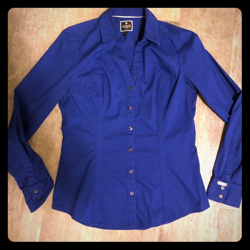 Express Royal Blue Button Up